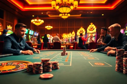 Experience the excitement of F8 bet at a lively casino, showcasing a poker game in progress.