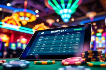 Engaging sports betting experience with BIGBET88 interface and casino atmosphere